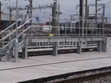 railway steel works safety barrier on stairway using Interclamp steel tube
