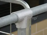 Interclamp tube clamp fitting on handrail system fitted at a service station in England