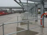 pedestrian safety barrier made with Interclamp tube clamp and steel tube