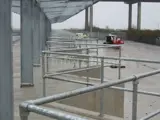 safety barrier and handrails placed at a construction site using interclamp handrails and tube clamp fittings